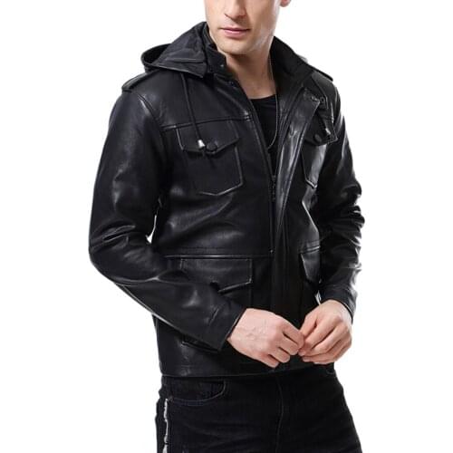 2021 Autumn And Winter New Fashion Mens Motorcycle Hooded Mens Leather Jacket Coats
