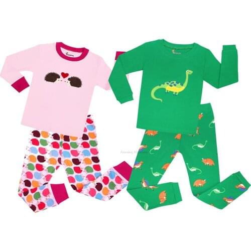 Boys Girls Pajamas Set Children Dinosaur Hedgehog Pajamas Cotton Kids Long Sleeve Pyjamas Child Pijama Baby Sleepwear Clothing