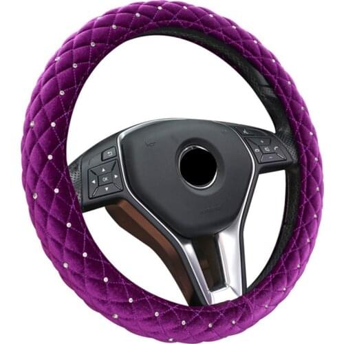 Luxury Crystal Diamond car steering wheel cover Rhinestones Plush Auto steering wheel cover Car Interior Set Accessories