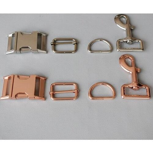 100 set Zinc Alloy Plated Metal release buckles D rings sliders for 30mm dog collar adjustable buckles DIY sewing accessories