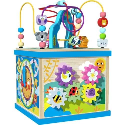 Activity Wooden Toys Play Cube 5-Side Activity Bead Toy Puzzles Intelligence Kids Early Educational Toy Learn Puzzle Toy