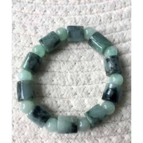Certified Deep Green Natural A Jadeite Jade Circle Beads Stretchy Bracelet