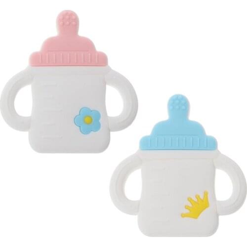 Milk Bottle Baby Teether BPA Free Silicone Chew Charms Baby Teething Gift Toddler Toys