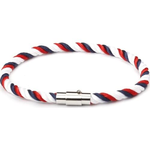 Woven Magnetic Buckle Bracelet Dark Blue Mens Bracelet Couple Bracelet