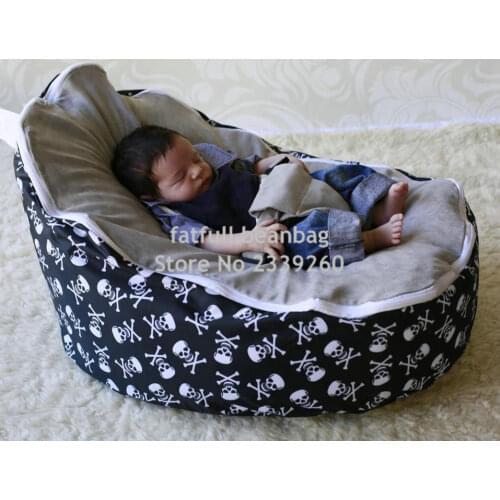 COVER ONLY, NO FILLINGS - black zebra and pirate skull baby sleeping beanbag chair