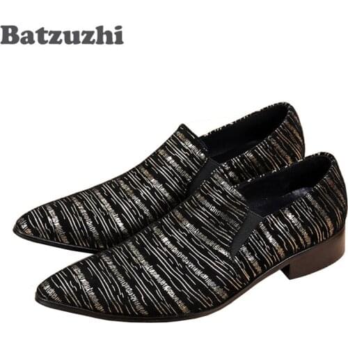Batzuzhi Luxury Leather Shoes Men Personality Pointed Shoes Men Dress Shoes Leather Black/Blue Oxford Shoes for Men Zapatos