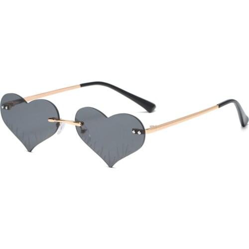 Veshion Gold Red Heart Sunglasses Rimless Woman Party Accessories Fashion Ladies Sun Glasses Vintage Frameless 2021 Hot Sale