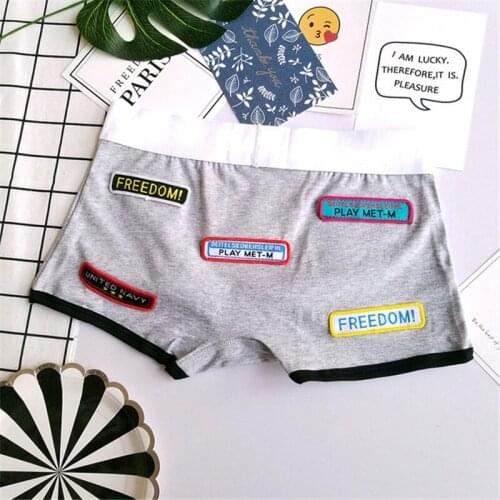 Womens cotton patch panties boxer shorts mid-waist wide-rim unisex and comfortable stretch panties boxer briefs A19295