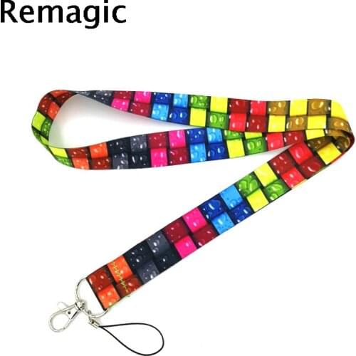 20pcs Colorful Stained glass lattice pattern Art Key Chain webbings ribbons Neck Strap for Phone Keys ID Card Cartoon Lanyards