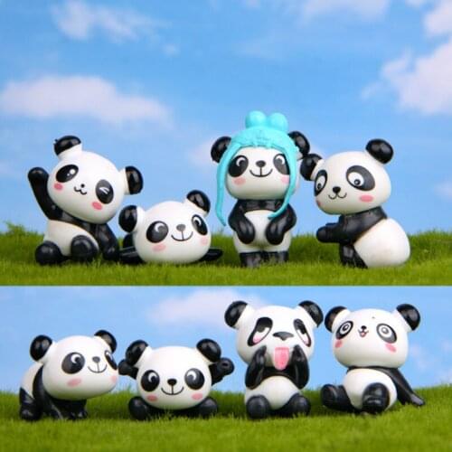 8Pcs/Set panda Pasture Statue Nest DIY for Fairy Small Plant Miniatures Decoration Ornament Garden Dollhouse