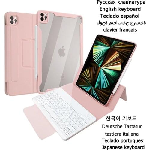 Wireless Magic Keyboard for iPad Pro 12.9 2021 2020 2018 Case Keyboard Hebrew Spanish Russian Korean Azery Arabic Keyboard Funda