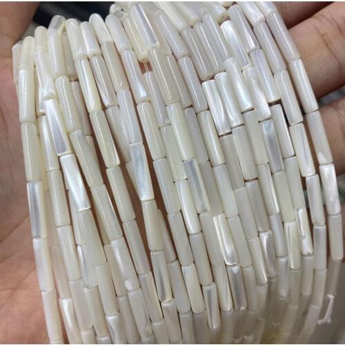 3x7mm Tube Shape Natural White Mother Of Pearl Shell Beads 15'' Strand Loose Gemstone Beads For Jewelry Making Accessories