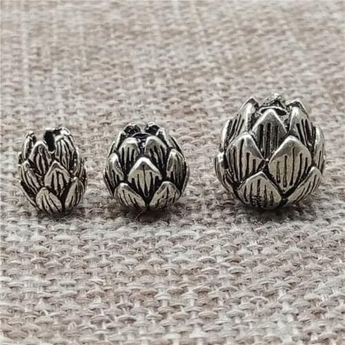 925 Sterling Silver Lotus Beads for Yoga Meditation Bracelet Necklace