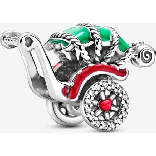 100% Real 925 Sterling Silver Traditional Rickshaw Charm Beads for Jewelry Making Fits Original Charms Bracelet bijoux