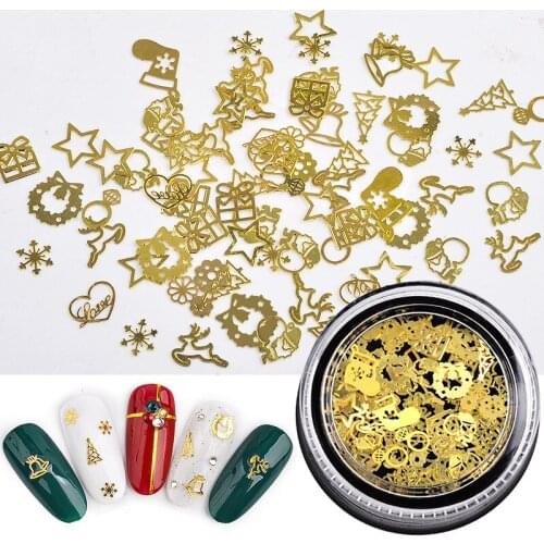 Mix Christmas Leaf Gear Super Thin Hollow Out Nail Decal Sequins Nail Art Slice Stickers Decoration Gel Polish