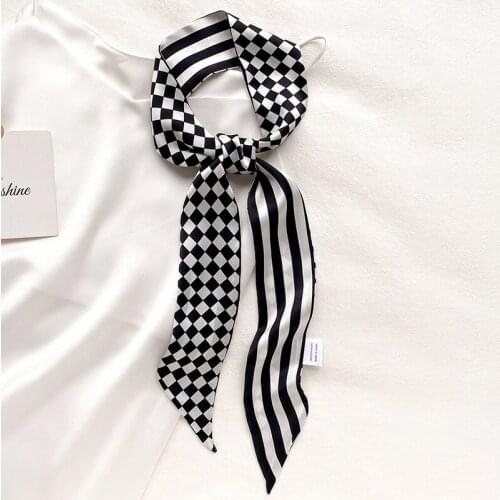 Long Dot Silk Scarf Ribbon Women Satin Neck Hair Tie Band Soft Work Neckerchife 2021Luxury Designer Hijab Head Female Foulard