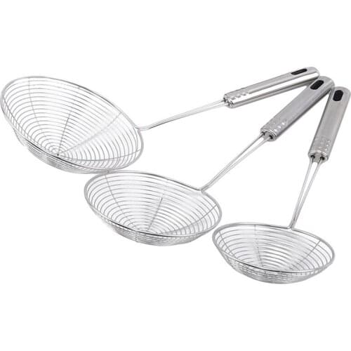 Frying Filter Long Handle Stainless Steel Filter Colander French Fries Colander Kitchen Fried Net Sieve Spoon Foods Sifter