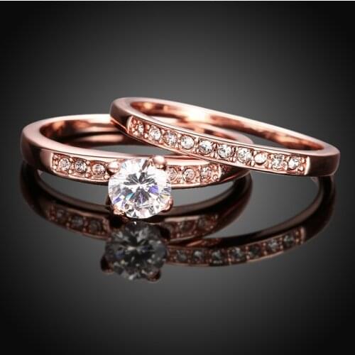 Garilina fashion Jewelry trinket Rose Gold white cubic zirconia Party Gift Bridal Sets Ring for women AR2206