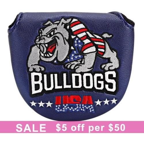 Golf Putter Headcover Dull Dogs Golf Mallet Putter Headcovers Golf Club Head Cover Leather Embroidery Magnetic Free Shipping