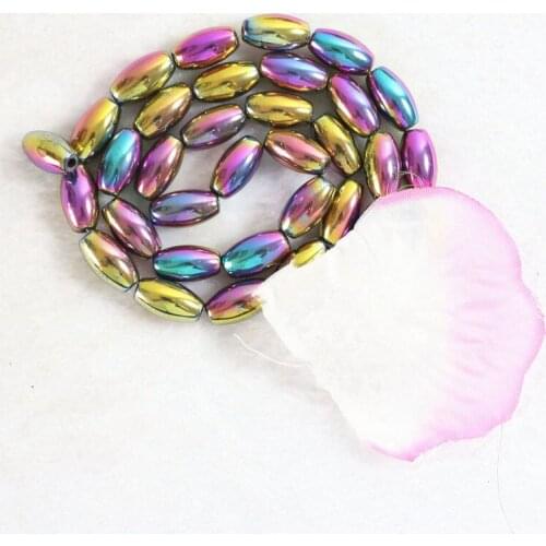 HOT Multicolored hematite stone 5X8mm 8X12mm rice shape beads loose Beads 15 inches B192