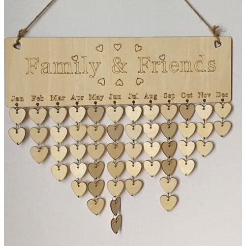 Family Friends Birthday Calendar Wooden Reminder Calendar Board Hanging Crafts Special Days Plaque DIY Home New Year Decoration