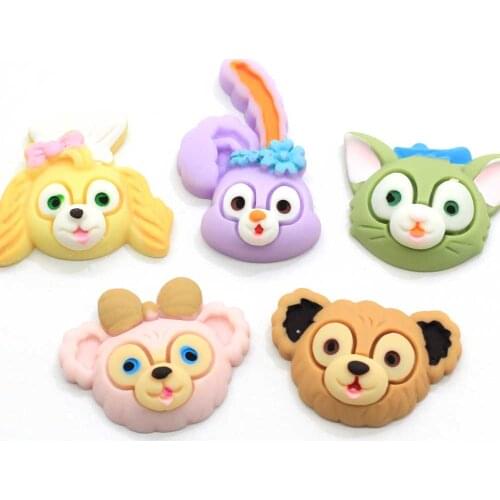 Kawaii Cartoon Bear Rabbit Cat Flatback Resin Cabochon Cute Princess Embellishments For Scrapbooking DIY Hair Bows