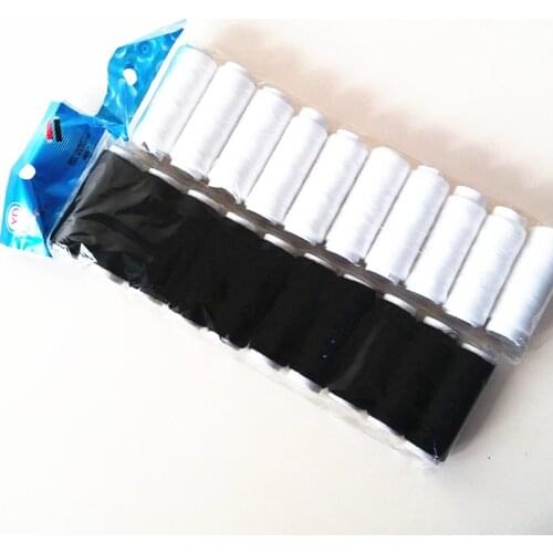XUNZHE Home Sewing Thread 20 Black And White Polyester Each Roll 200 Yards