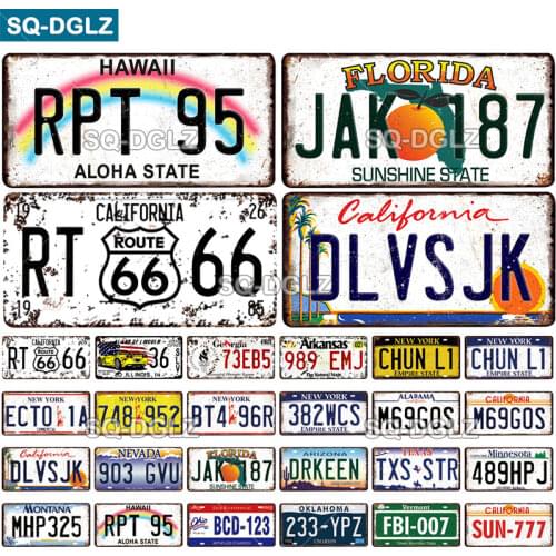 [SQ-DGLZ] Number License Plate FBI Plaque Metal Vintage Warning Car Number Metal Sign Bar Decor Metalen Borden