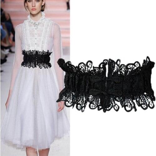 2020 New Fashion Belt Spring Autumn Sexy Women White/Black Elegant Hollow Peplum Belt Wide Bukle Waistband Women Waist Skirt