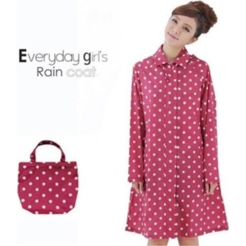 FreeSmily New Fashion outdoors Hooded Long Raincoat Rainwear Women Breathable Portable Ultralight Rain Coat Poncho DOTS 1005