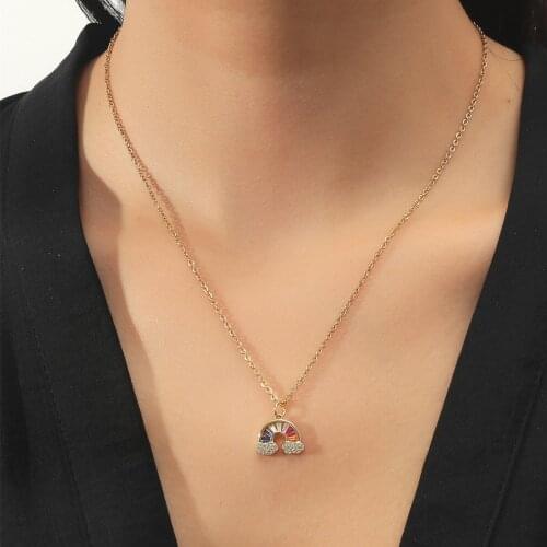 Zircon Rainbow Pendant Necklace For Women 2021 New Arrival Delicacy Fashion Jewelry Accessories Jewelry Gift For Friend