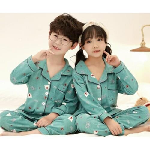 New Children Homewear Cotton Spring Autumn Kids Pajamas Sets Long Sleeve Cute Girls Sleepwear Full Fashion Boys Pyjamas Suits