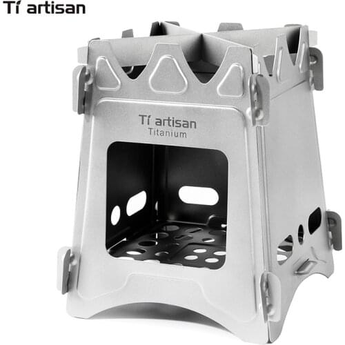 Tiartisan Camping Stove Portable Folding Titanium Stove Wood Burning Stove for Outdoor Backpacking Hiking Traveling Picnic BBQ
