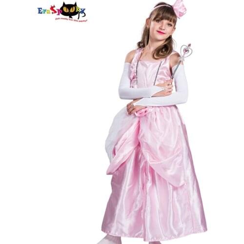 Eraspooky Pink Fairy Tale Princess Dress Cosplay Costumes Girls Stage Gown Kids Christmas Birthday Fancy Dress Headband