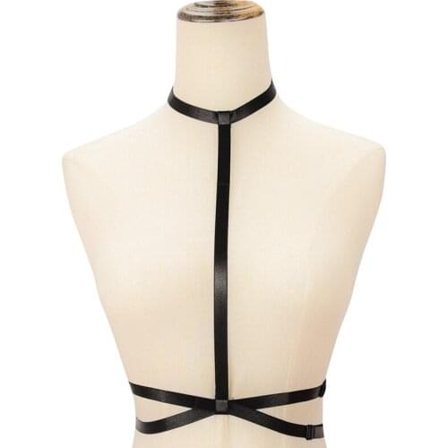 Sexy Bondage Lingerie Harajuku Body Cage Bra BDSM Bondage Women Elastic Body Harness Bra Pastel Goth Bustier Tops