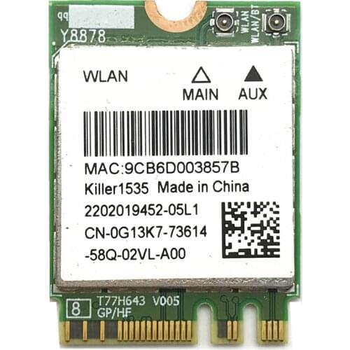 Killer 1535 867Mbps killer1535 bluetooth 4.1 NGFF M.2 WiFi Network Card for GE72/GT72/GT80/GS60/GE62P651SE/SG/P650S/T5