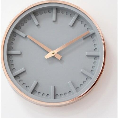 Nordic Rose Gold Gray 3d Wall Clock Living Room Digital Mute Bedroom Wall Clock Creative Metal Zegar Scienny 12 Inch AB50ZB