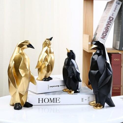 Nordic Geometric Size Penguin Resin Decoration Creative Home Office Desk Decoration Resin Crafts