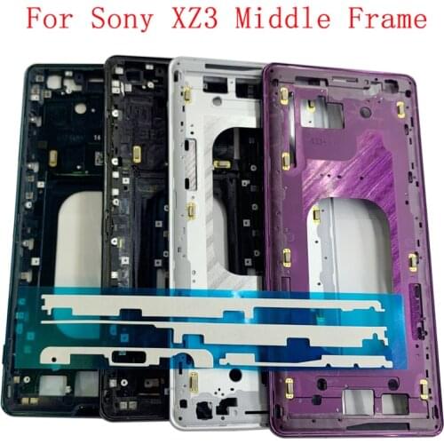 Middle Frame Housing LCD Bezel Plate Panel Chassis For Sony Xperia XZ3 Phone Metal Middle Frame with Adhesive Sticker