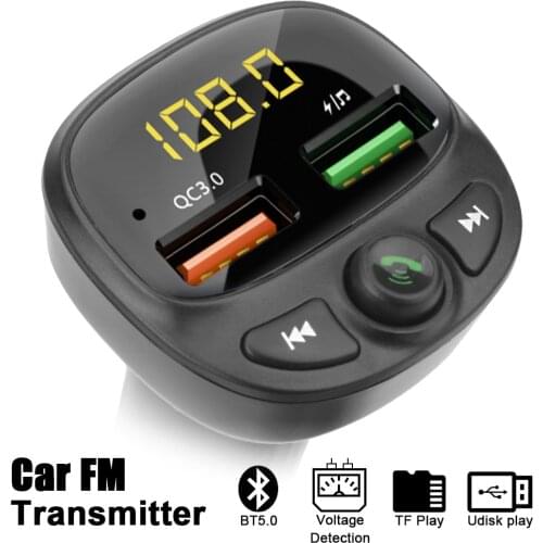 LED FM Transmitter TF U Disk Music Player Car MP3 Player QC 3.0 Dual USB Car Charger Adapter Bluetooth 5.0 Handsfree Calling