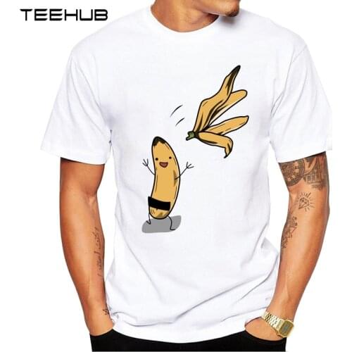 TEEHUB Mens New Fashion Happy Banana Design Short Sleeve T-Shirt Cool Printed Tops Hipster Tee Shirts