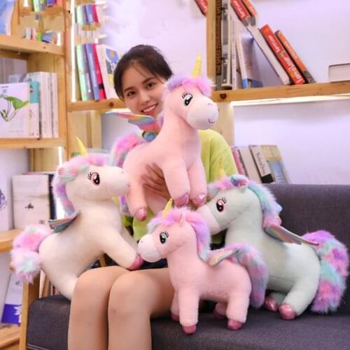 Amazing Glowing Rainbow Wings Unicorns Plush Toy Giant Unicorn Toy Stuffed Animals Doll Toys for Children Home Decoration