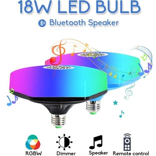 Smart Bluetooth LED Bulb RGBW E27 4.0 Audio Speakers Lamp Dimmable Wireless Music Bulb Light Color Changing Ambient Lighting