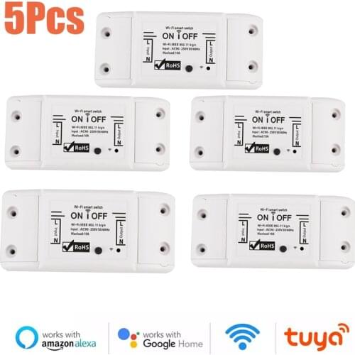 5PCS Wifi DIY Smart Wireless Remote Control Switch Smart Home Light Module Universal Breaker Timer Work With Alexa Google Home