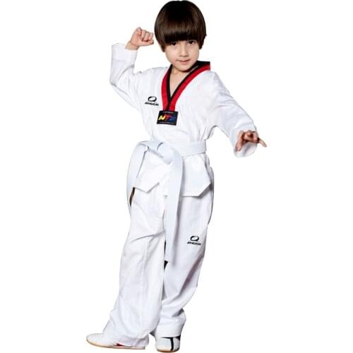 Comfortable ITF Taekwondo Uniform Dobok White Professional Taekwondo Dobok Exquisite Embroidery Taekwondo Suit for Child Adult
