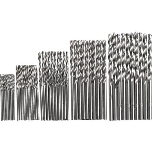 50Pcs 1/1.5/2/2.5/3mm High Speed Steel Titanium Plated Twist Drill Bit Set Tool