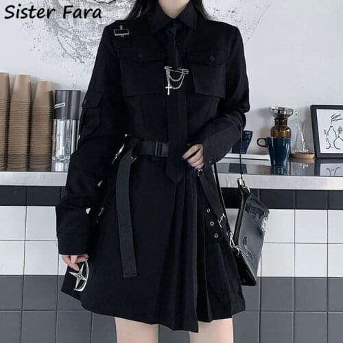 Sister Fara Spring Plus Size 4XL Punk Chain Ribbon Skirt Women 2 Piece Suit For Female Autumn Large Size Fashion Two-Piece Skirt