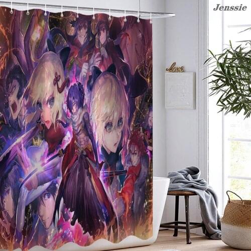 3D Fate/Grand Order Bathroom Shower Curtain Cartoon Anime Waterproof Mildew Proof Bath Curtain With Hooks Washable Home Decor