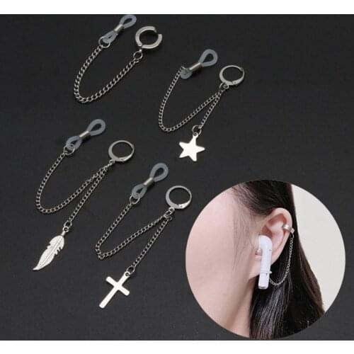 1 Pc Stainless Steel Anti-Lost Earphone Holder Accessories Unisex Earrings for Airpods Pro 1/2 Wireless Earrings Jewerly