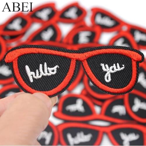 10pcs/lot Embroidered Black Funny glasses Patches Diy Jeans Backpack Stickers Clothes Bags Shoes Sewing Appliques Accessories